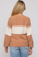 Camel Striped Colorblock Maternity Sweater