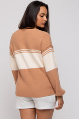 Camel Striped Colorblock Sweater