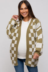 Olive Checkered Maternity Sweater