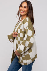 Olive Checkered Maternity Sweater