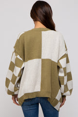 Olive Checkered Maternity Sweater