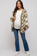 Olive Checkered Maternity Sweater