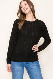 Black Pattern Knit Sweater