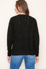 Black Pattern Knit Sweater