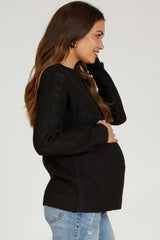 Black Pattern Knit Maternity Sweater