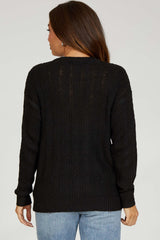 Black Pattern Knit Maternity Sweater