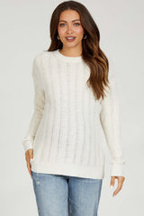 Ivory Pattern Knit Maternity Sweater