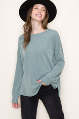 Light Olive Ribbed Long Sleeve Top