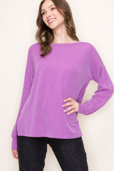 Magenta Ribbed Long Sleeve Top