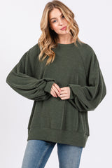 Olive Ribbed Long Sleeve Maternity Top