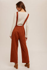 Rust Twill Suede Overall With Side Zipper