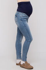 Blue Skinny Crop Maternity Jeans