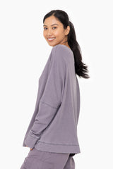 Grey Waffle Knit Long Sleeve Top