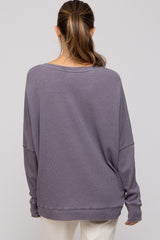 Grey Waffle Knit Long Sleeve Maternity Top