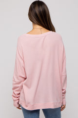 Light Pink Waffle Knit Long Sleeve Maternity Top