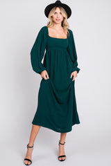 Forest Green Square Neck Maxi Dress