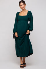 Forest Green Square Neck Maternity Maxi Dress