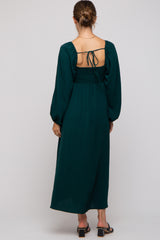 Forest Green Square Neck Maternity Maxi Dress