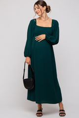 Forest Green Square Neck Maternity Maxi Dress