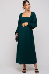 Forest Green Square Neck Maternity Maxi Dress