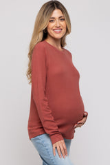 Rust Soft Knit Long Sleeve Maternity Top