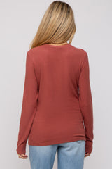 Rust Soft Knit Long Sleeve Maternity Top