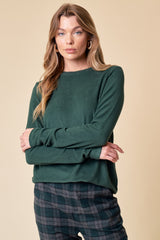 Forest Green Soft Knit Long Sleeve Top