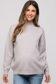 Silver Mock Neck Maternity Sweater