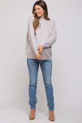 Silver Mock Neck Maternity Sweater