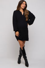 Black Maternity Mini Sweater Dress