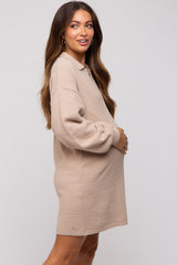 Taupe Maternity Mini Sweater Dress