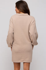 Taupe Maternity Mini Sweater Dress