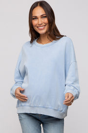 Blue Dropped Shoulder Maternity Sweatshirt