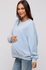 Blue Dropped Shoulder Maternity Sweatshirt