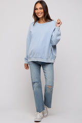 Blue Dropped Shoulder Maternity Sweatshirt