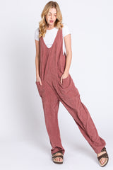 Mauve Corduroy Wide Leg Maternity Overalls