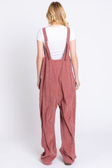 Mauve Corduroy Wide Leg Overalls