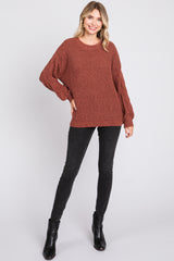 Camel Knit Puff Sleeve Sweater