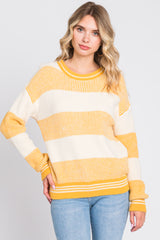 Yellow Fuzzy Striped Sweater