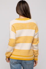 Yellow Fuzzy Striped Maternity Sweater