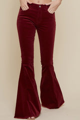 Wine Corduroy Flared Pants