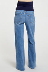 Blue Wide Leg Maternity Jeans