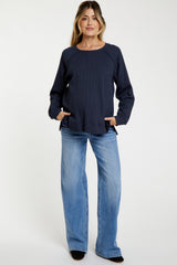 Blue Wide Leg Maternity Jeans