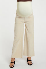 Cream Corduroy Raw Hem Maternity Pants