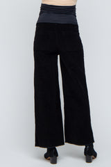 Black Corduroy Raw Hem Maternity Pants