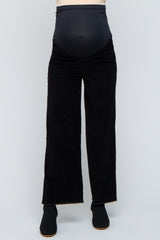 Black Corduroy Raw Hem Maternity Pants