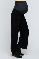 Black Corduroy Raw Hem Maternity Pants