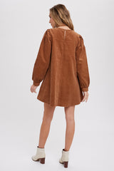 Camel Corduroy Mini Dress