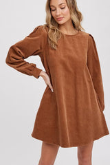 Camel Corduroy Mini Dress