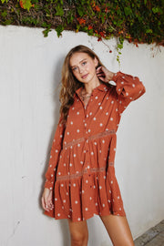 Rust Button Down Swing Dress